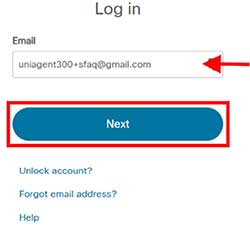 enter email screenshot